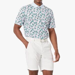 Amazon Essentials Men's Blue Polo Golf Style Shirt with Flamingo Print size XL